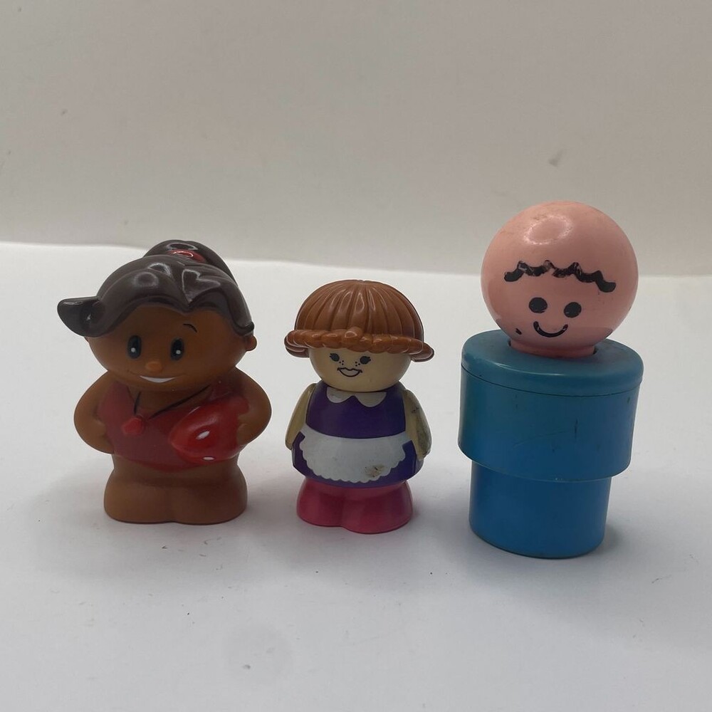 Fisher-Price Little People Figures Lot of 3: Girl with Ball, Girl in Apron, Baby